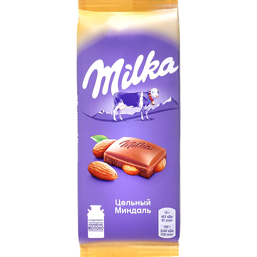  Милка  цельный миндаль 90 г.(1х20)